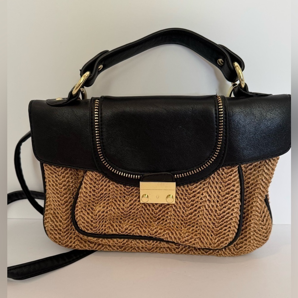 OLIVIA + JOY woven Straw Crossbody Bag